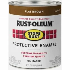 Promo 😀 Rust-Oleum Stops Rust Enamel Flat Brown-QT 🔥