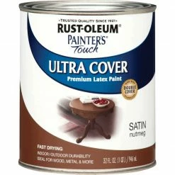 Hot Sale ✔️ Rust-Oleum Painter's Touch Ultra Cover Acrylic Latex Satin Decorator Enamel, Nutmeg, 1 Qt. 🤩