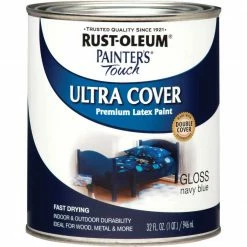 Best Pirce 🎁 Rust-Oleum Painter's Touch Ultra Cover Acrylic Latex Gloss Decorator Enamel, Navy Blue, 1 Qt. ✔️