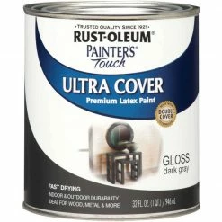 Promo 🔥 Rust-Oleum Painter's Touch Ultra Cover Acrylic Latex Gloss Decorator Enamel, Dark Gray, 1 Qt. 🌟