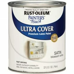 Coupon 👏 Rust-Oleum Painter's Touch Ultra Cover Acrylic Latex Satin Decorator Enamel, Blossom White, 1 Qt. ⌛