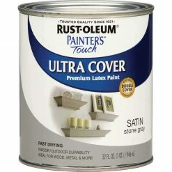 Best Sale 👏 Rust-Oleum Painter's Touch Ultra Cover Stone Gray Acrylic Latex Satin Decorator Enamel, 1 Qt. 🎁