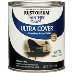 Best deal 🔥 Rust-Oleum Painter's Touch Ultra Cover Acrylic Latex Satin Decorator Enamel, Canyon Black, 1/2 Pt. 🛒