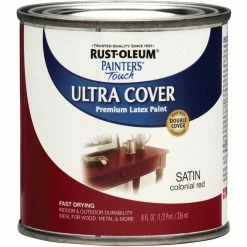 Deals ✔️ Rust-Oleum Painter's Touch Ultra Cover Premium Latex Paint, Satin Colonial Red, 1/2 Pt. ⭐