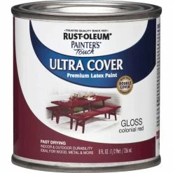 Deals ⌛ Rust-Oleum Painter's Touch 2X Ultra Cover Premium Latex Paint, Colonial Red, 1/2 Pt. ✔️