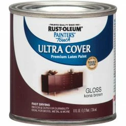 Best Pirce 🧨 Rust-Oleum Painter's Touch 2X Ultra Cover Premium Latex Paint, Kona Brown, 1/2 Pt. 🥰