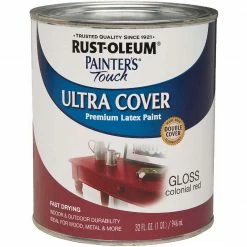 Cheap 👏 Rust-Oleum Painter's Touch 2X Ultra Cover Premium Latex Paint, Colonial Red, 1 Qt. 💯