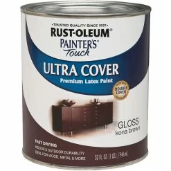 Best Pirce 🥰 Rust-Oleum Painter's Touch 2X Ultra Cover Premium Latex Paint, Kona Brown, 1 Qt. ⭐