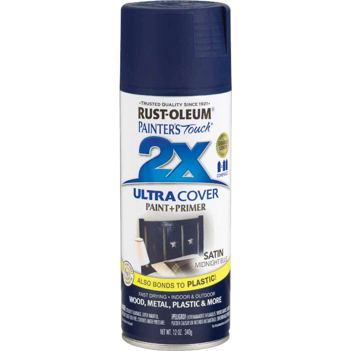 Outlet ✨ Rust-Oleum Painter's Touch 2X Ultra Cover 12 Oz. Satin Paint + Primer Spray Paint, Midnight Blue ⭐ 4 Outlet ✨ Rust-Oleum Painter's Touch 2X Ultra Cover 12 Oz. Satin Paint + Primer Spray Paint, Midnight Blue ⭐ - Image 2