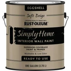 Coupon 👍 Rust-Oleum Simply Home Eggshell Soft Beige Interior Wall Paint, Gallon ⌛