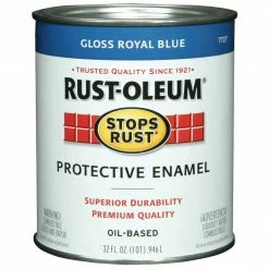 Outlet 🛒 Rust-Oleum Stops Rust Oil Based Gloss Protective Rust Control Enamel, Royal Blue, 1 Qt. 🔔