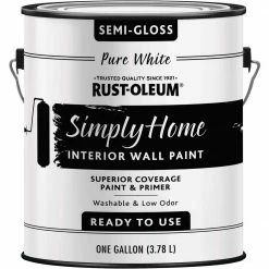 Hot Sale 🎁 Rust-Oleum Simply Home Semi-Gloss Pure White Interior Wall Paint, Gallon 💯