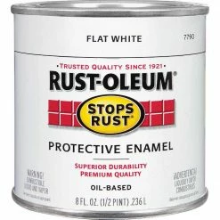 Top 10 🧨 Rust-Oleum Stops Rust Oil Based Flat Protective Rust Control Enamel, White, 1/2 Pt. ⭐