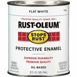 Best deal ❤️ Rust-Oleum Stops Rust Oil Based Flat Protective Rust Control Enamel, White, 1 Qt. ⌛
