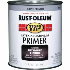 Outlet 🛒 Rust-Oleum Stops Rust Latex Aluminum Primer, Gray, 1 Qt. 💯