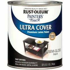 Flash Sale 🥰 Rust-Oleum Painter's Touch 2X Ultra Cover Premium Latex Paint, Black, 1 Qt. 🧨