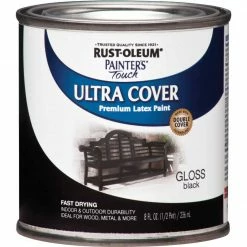 Best reviews of 🤩 Rust-Oleum Painter's Touch 2X Ultra Cover Premium Latex Paint, Black Gloss, 1/2 Pt. 🔥