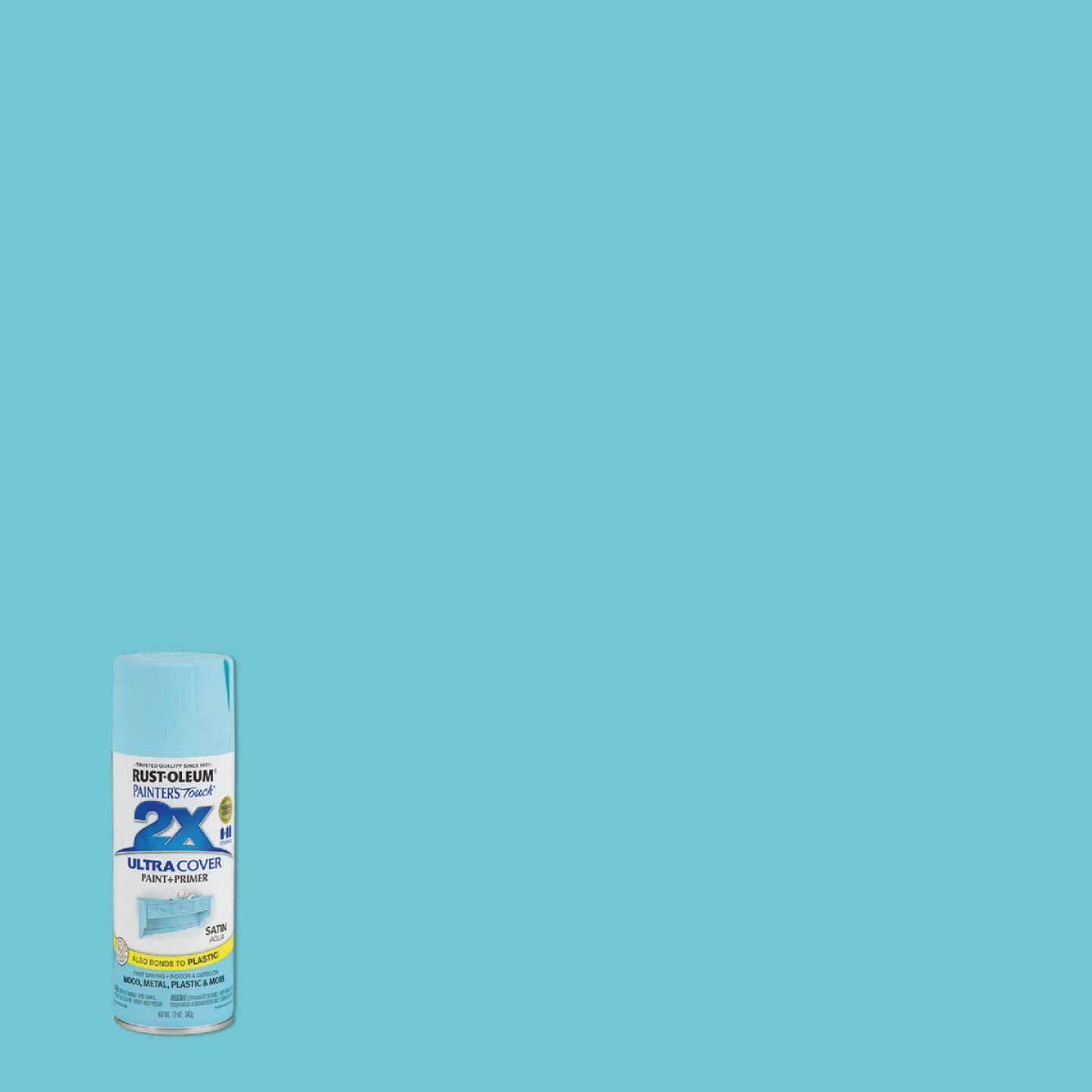 Discount π Rust-Oleum Painter's Touch 2X Ultra Cover 12 Oz. Satin Paint + Primer Spray Paint, Aqua π 3 Discount π Rust-Oleum Painter's Touch 2X Ultra Cover 12 Oz. Satin Paint + Primer Spray Paint, Aqua π