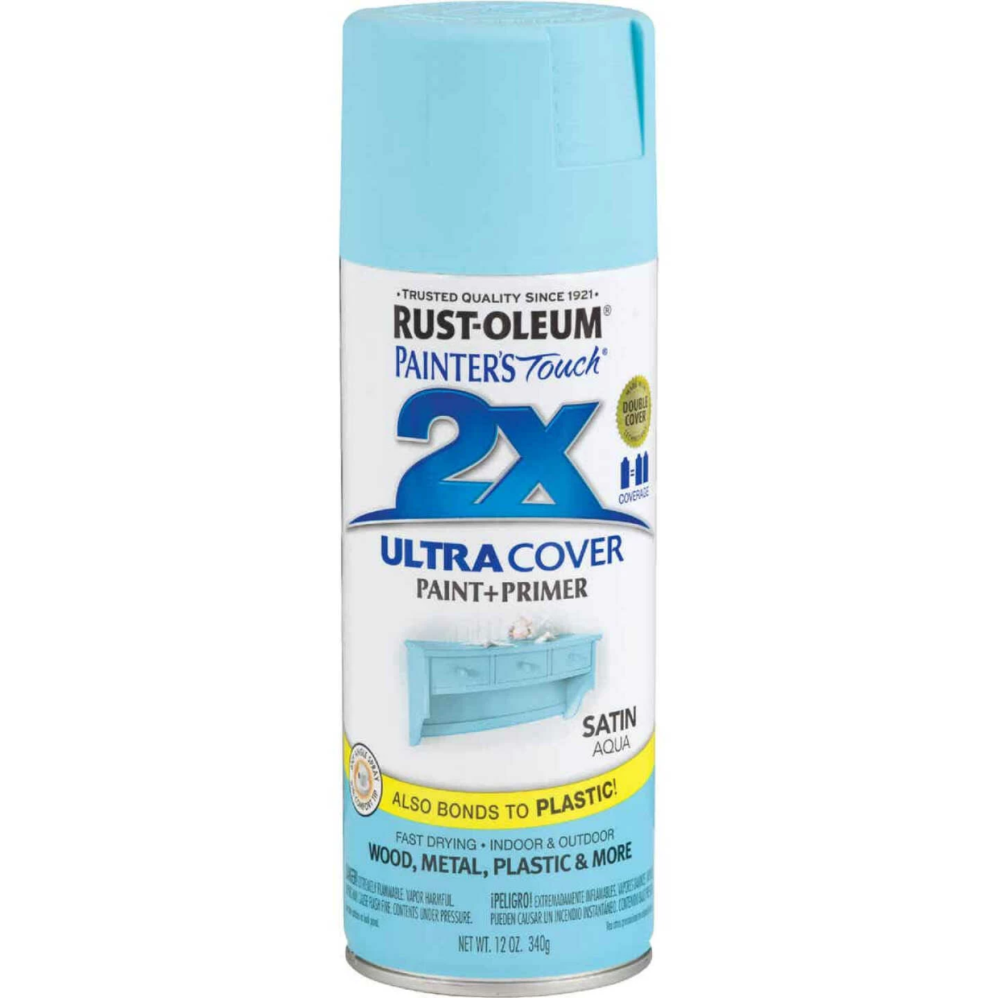Discount π Rust-Oleum Painter's Touch 2X Ultra Cover 12 Oz. Satin Paint + Primer Spray Paint, Aqua π 4 Discount π Rust-Oleum Painter's Touch 2X Ultra Cover 12 Oz. Satin Paint + Primer Spray Paint, Aqua π - Image 2