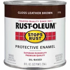 Discount 😀 Rust-Oleum Stops Rust Oil Based Gloss Protective Rust Control Enamel, Leather Brown, 1/2 Pt. ✔️