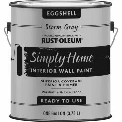 Hot Sale 🔔 Rust-Oleum Simply Home Eggshell Storm Gray Interior Wall Paint, Gallon 🤩