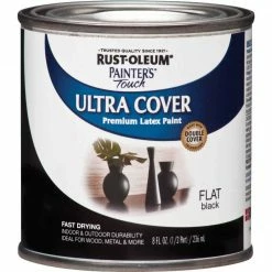 Best Sale 🎉 Rust-Oleum Painter's Touch 2X Ultra Cover Premium Latex Paint, Flat Black, 1/2 Pt. 🤩